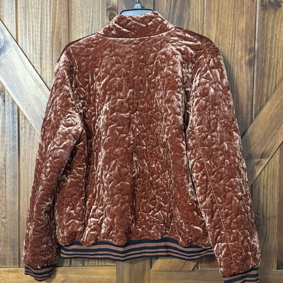 Bernardo Women's Brown Velvet Bomber Style Jacket Size Large - Picture 3 of 6